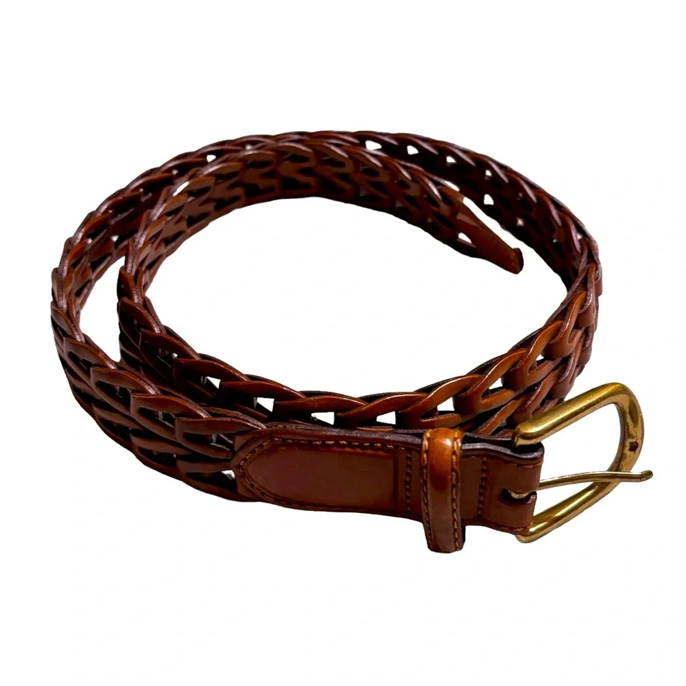Brighton Vintage Link Leather belt solid brass buckle Excellent condition sz 36
